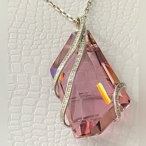 Ralph Lauren Vintage 925 Sterling Silver Purple Crystal & Genuine Diamond Pendan